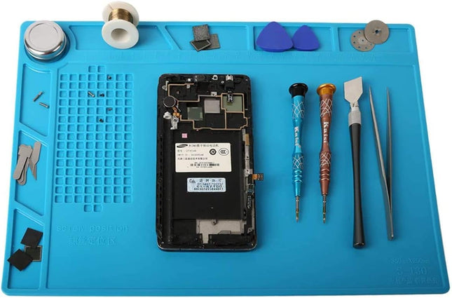 S-130 Silicone Repair Soldering Work Mat – Heat Resistant, Non-Skid Insulation Desk Pad