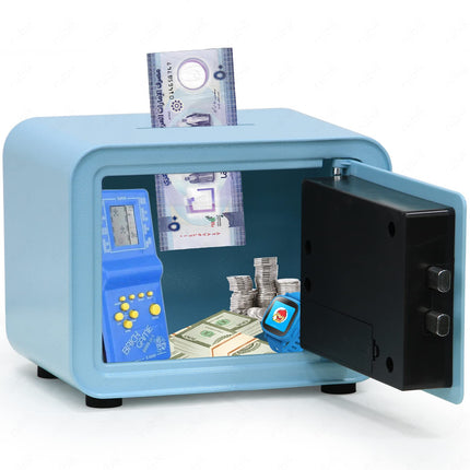 Children's Digital Piggy Bank Safe Box with Deposit Slot, For Kids Girls Boys RB-ZW18N1 (Blue)