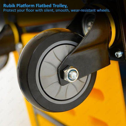 Rubik Flatbed Platform Trolley, 600kg Weight Capacity and 360 Degree Swivel Wheels, Foldable Push Hand Cart (Large, 88x58cm)