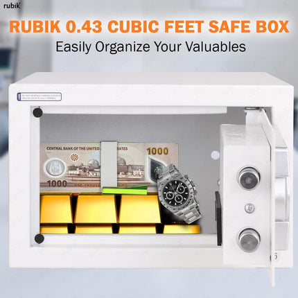 Rubik Small Digital Safe Box with Pin Code and Keys, RB20EG (20x31x20cm) White