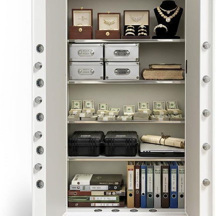 Rubik 1.8m Tall Double Door Digital Safe Box Cabinet with Dual Key Lock (180x100x55cm) White