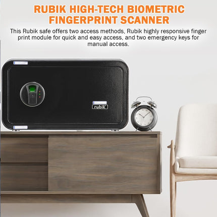 Rubik Wide Fingerprint Safe Box with Keys, RB23f (23x43x35cm)