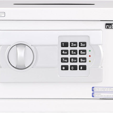 Rubik Medium Digital Safe Box with Keys and Cash Deposit Slot, RB20EG-T (20x31x20cm) White