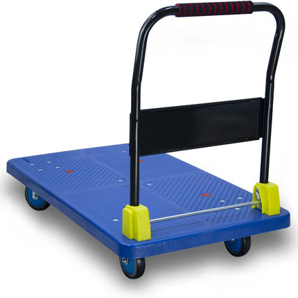 Rubik Flatbed Platform Trolley, 600kg Weight Capacity and 360 Degree Swivel Wheels, Foldable Push Hand Cart (X-Large, 110x65cm)