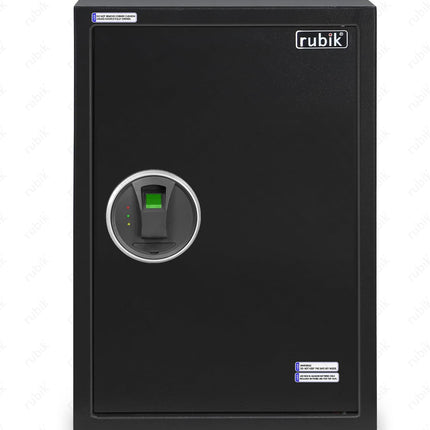 Rubik Biometric Fingerprint Safe Box Large with Keys, Fire Resistant Safety Locker for Home Office (50x35x31cm)