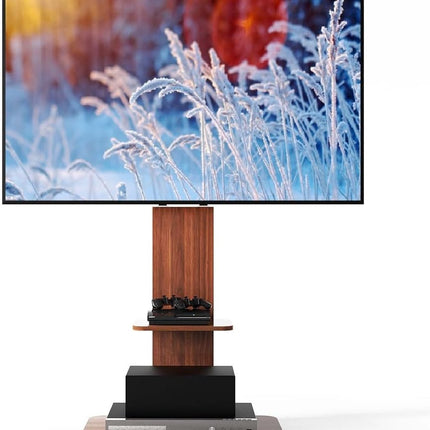 Floor TV Stand Mount for 32-65 Inch TV – Wooden Style, 40KG Capacity (U-718-BK-V1)