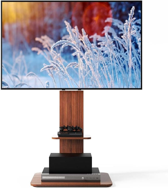Floor TV Stand Mount for 32-65 Inch TV – Wooden Style, 40KG Capacity (U-718-BK-V1)