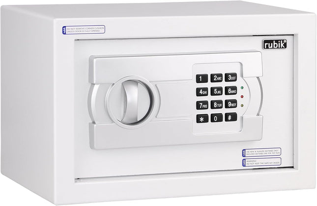 Rubik Small Digital Safe Box with Pin Code and Keys, RB20EG (20x31x20cm) White