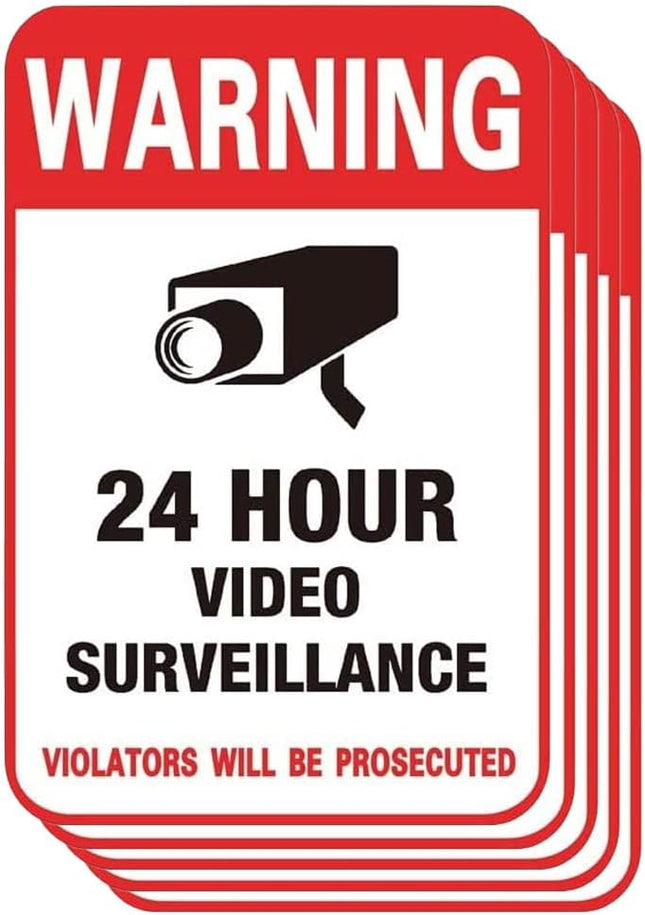 Self Adhesive CCTV Camera Sticker Warning Signs (5pcs, Size 15.7x10.3cm)