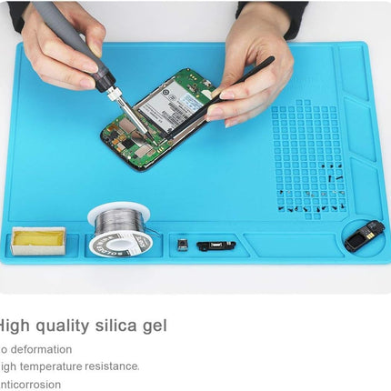 S-130 Silicone Repair Soldering Work Mat – Heat Resistant, Non-Skid Insulation Desk Pad