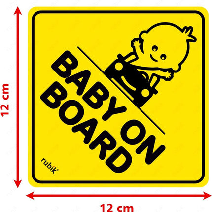Baby on Board Car Sign Self Adhesive Sticker – Reflective Safety Warning Decal 12x12cm
