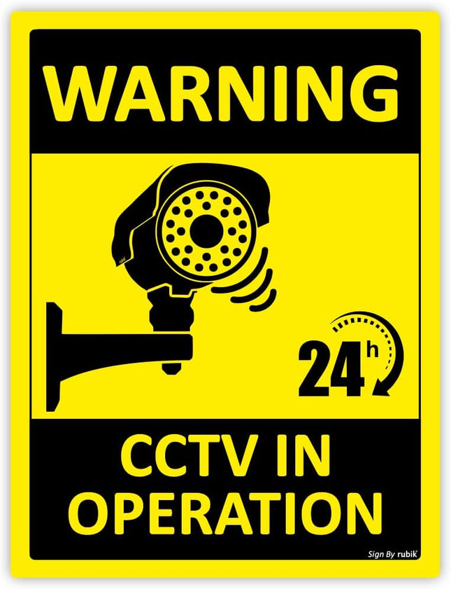 Self Adhesive Warning 24 Hours CCTV in Operation Sign Sticker 20x15cm, UV Protected Vinyl Decal
