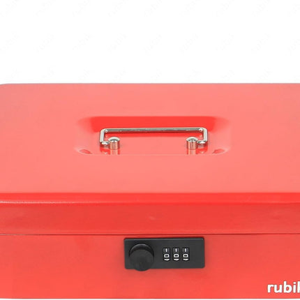Rubik X-Large Cash Box with Combination Lock, Money Tray & Coin Slot 30x24x9cm Red