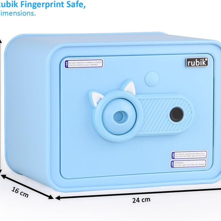 Children's Fingerprint Piggy Bank Safe Box with Deposit Slot, For Kids Girls Boys RB-ZW18F (Blue)