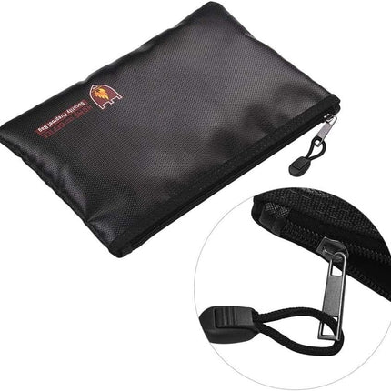 Small Fireproof Document Bag 27x16cm - Silicone Coated Fiberglass, Water and Fire Resistant, Single Zipper Pouch