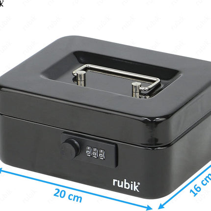 Medium Cash Box with Combination Lock & Tray - White (20x16x9cm)