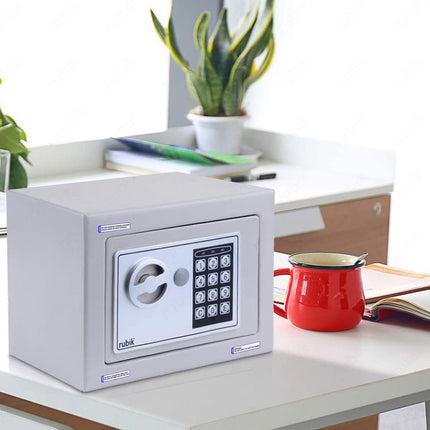 Rubik Mini Safe Box With Digital Lock & Key (17x23x17cm) Brown