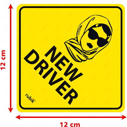 Self Adhesive New Driver Car Sign Sticker, Reflective Removable (Size 12cm x 12cm)