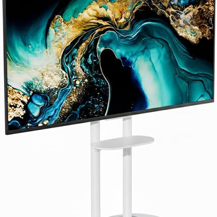 Double Pole TV Stand, Fits 40-75 Inch TVs, Floor-Standing, VESA Compatible Mount 40KG Load, U-Z1318-WT (White)