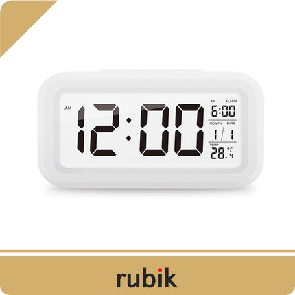 Hotels Loud Digital LED Alarm Clock White - Large Display, Backlight, Temperature, Snooze
