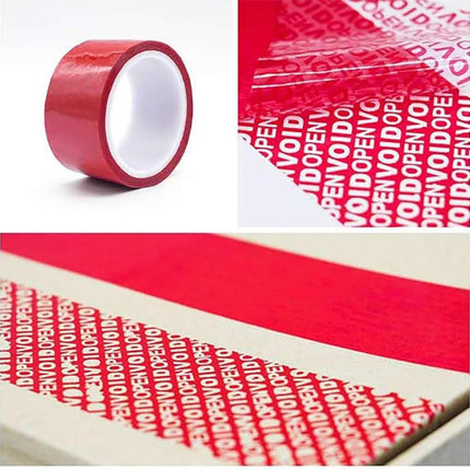 Red Void Open Tape Tamper Evident, 50mm Width x 50m Length, Security Seals Transfer Tape