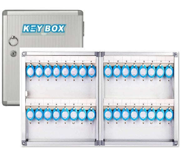 Glosen 24 Key's Storage Cabinet with Lock, Wall Mounted Key Safe Box (B1024, 24 bits Key's Capacity)
