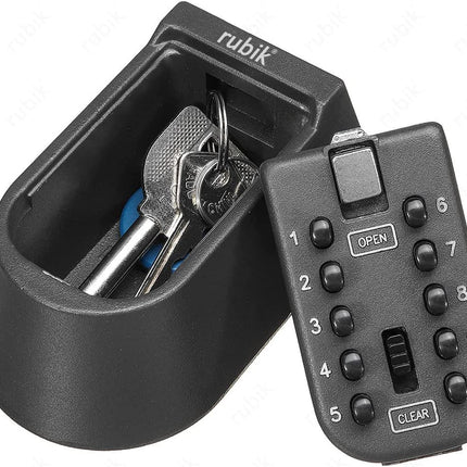 European Outdoor Key Storage Safe Box, 10-Digits Code Combination Password Security Lock, Wall Mounted, Push Button