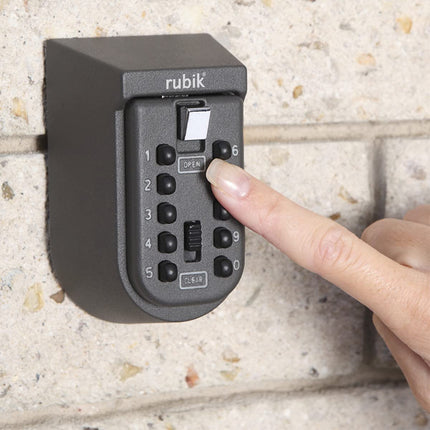 European Outdoor Key Storage Safe Box, 10-Digits Code Combination Password Security Lock, Wall Mounted, Push Button