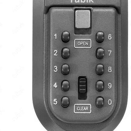 European Outdoor Key Storage Safe Box, 10-Digits Code Combination Password Security Lock, Wall Mounted, Push Button