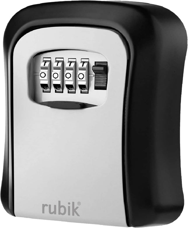 Outdoor Key Storage Safe Box, 4 Digits Combination Lock Security Code, Wall Mounted