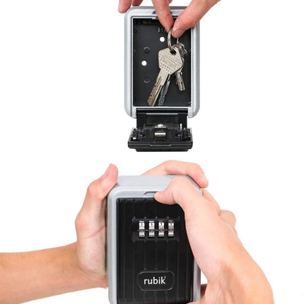 Premium Outdoor Key Storage Safe Box, Solid Metal 4 Digits Combination Lock Security Code, Weatherproof, Wall Mounted