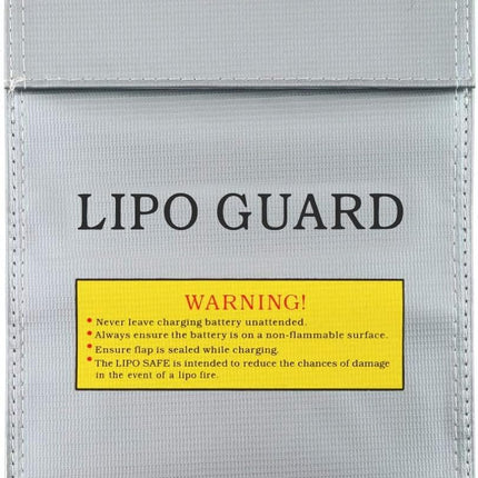 LiPo Guard Fireproof Bag 23x18cm - Triple Layer Fire Retardant Storage and Charging Pouch, Silver