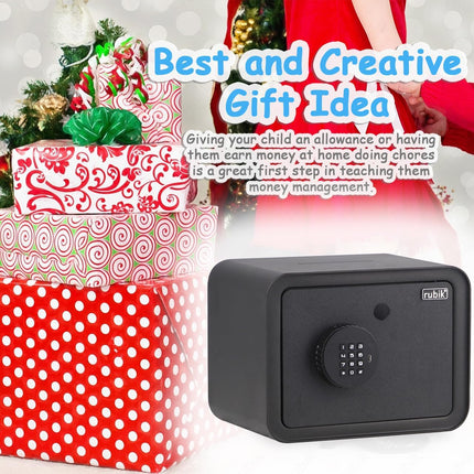 Children's Digital Piggy Bank Safe Box with Deposit Slot, For Kids Girls Boys RB-ZW18N1 (Black)