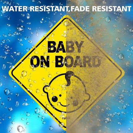 Baby on Board Car Sign – Reflective Self Adhesive Safety Sticker 12x12cm
