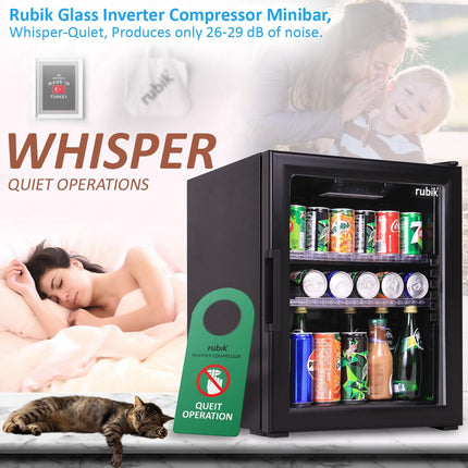 Rubik Inverter Compressor Minibar 40L Glass Door Hotel Edition (Made in Türkiye) RMB-40IC ALL BLACK EDITION