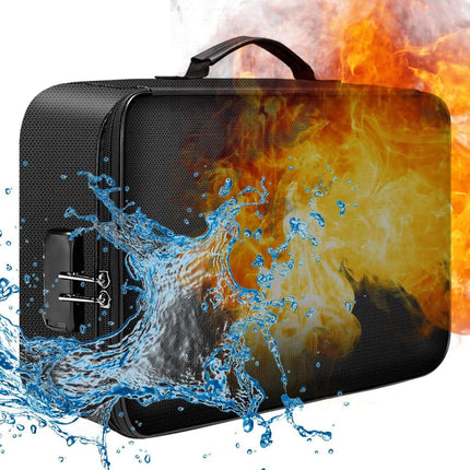 Fireproof Waterproof Document Storage Bag with Lockable Zipper 36x27x10cm Silver