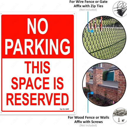 Acrylic No Parking This Space is Reserved Sign 30x22.5cm, Weather Resistant - White/Red