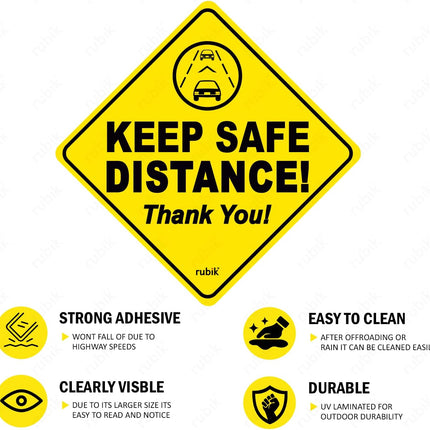 Self Adhesive Keep Safe Distance Thank You Car Sign Sticker for New Driver (12x12cm)