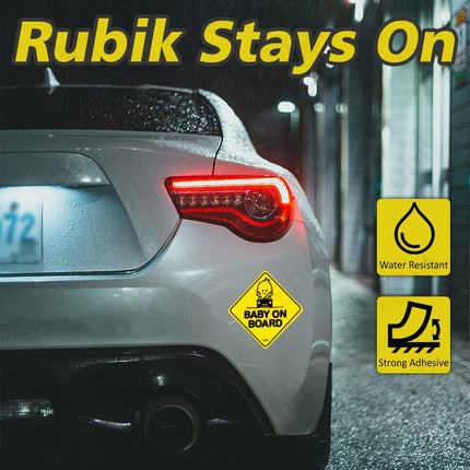 Baby on Board Car Sign Self Adhesive Sticker – Reflective Safety Warning Decal 12x12cm
