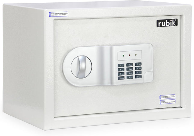 Rubik Medium Digital Safe Box with Pin Code and Keys, RB25AJ (25x35x25cm) White