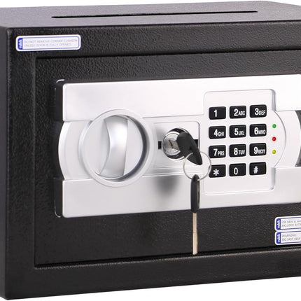 Rubik Medium Digital Safe Box with Keys and Cash Deposit Slot, RB20EG-T (20x31x20cm) Black