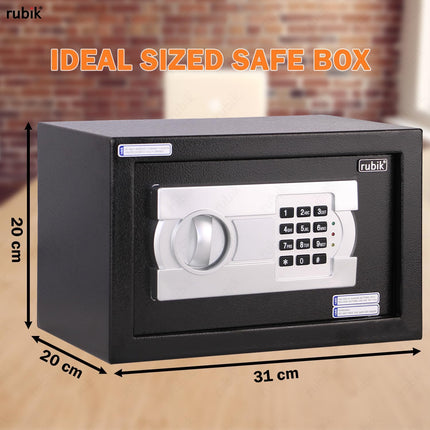 Rubik Small Digital Safe Box with Pin Code and Keys, RB20EG (20x31x20cm) Black