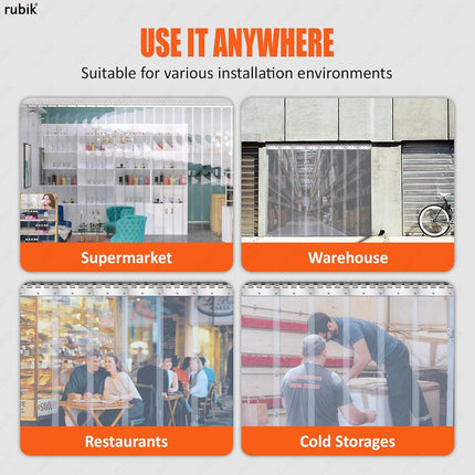 Transparent PVC Strip Curtains, For Doorways, Air Blockers, Readymade (3.28 x 9.84 ft)
