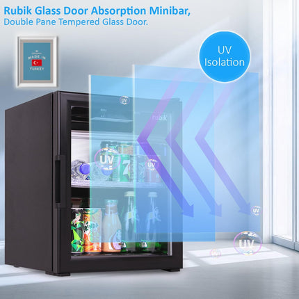 Rubik Absorption Minibar 40L Glass Door Hotel Edition (Made in Türkiye) ALL BLACK EDITION