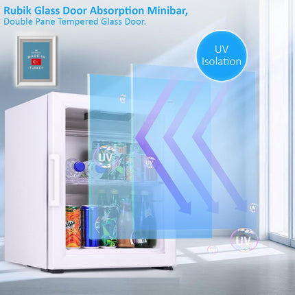 Rubik Absorption Minibar 40L Glass Door Hotel Edition (Made in Türkiye) White