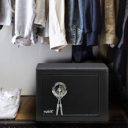 Rubik Mini Safe Box with Key Only Lock (17x23x17cm) Black