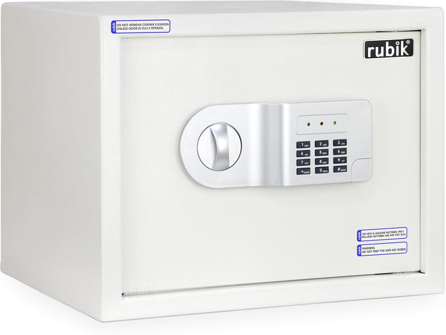 Rubik Large Digital Safe Box with Pin Code and Keys, RB-30AJ (30x38x30cm) White