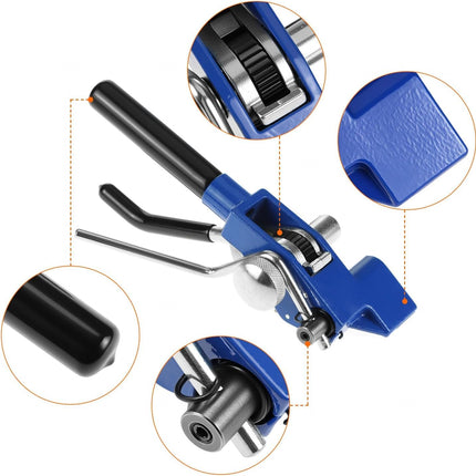 Stainless Steel Banding Metal Strapping Tool, Heavy Duty Strapping Tensioner & Cutter for 8-25mm Steel Straps (Black/Silver)