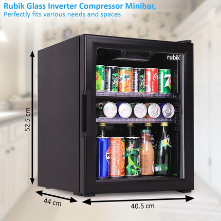 Rubik Inverter Compressor Minibar 40L Glass Door Hotel Edition (Made in Türkiye) RMB-40IC ALL BLACK EDITION