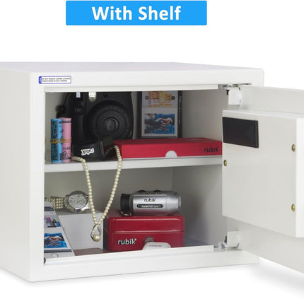 Rubik Large Digital Safe Box with Pin Code and Keys, RB-30AJ (30x38x30cm) White